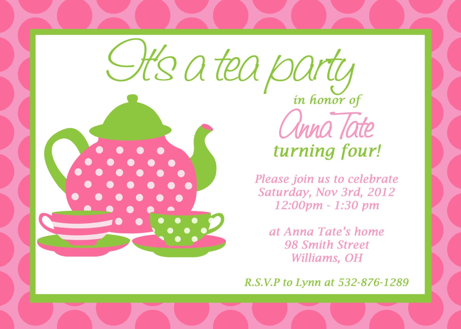Doc    Kids Tea Party Invitation â Tea Party Invitations For